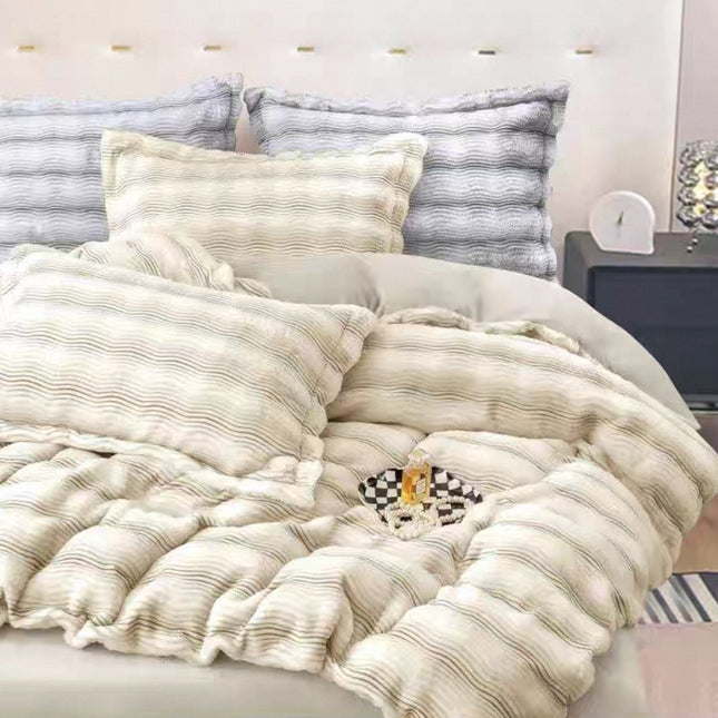 Set de Lux din blană de iepure artificială, 4 piese, Cod: BYK3