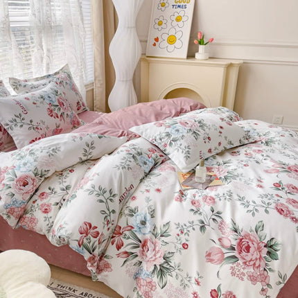 Lenjerie de pat din bumbac fin 6 piese(cearșaf de pat cu elastic) Cod: FNF239