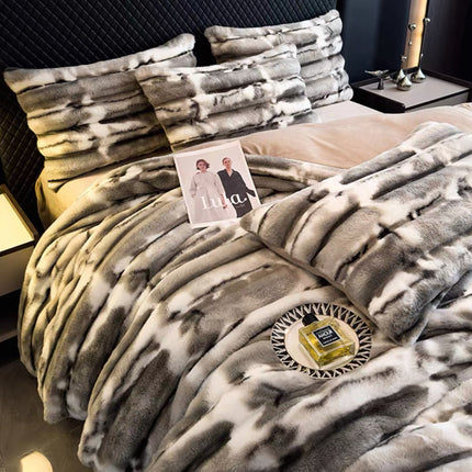 SnowTouch – Set de Pat Ultra-Pufos, cu blăniță moale, 4 piese, cearșaf cu elastic, Cod: SNW4