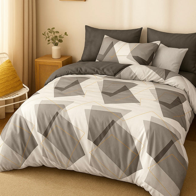 Lenjerie de pat din bumbac fin 6 piese(cearșaf de pat cu elastic) Cod: FNF304