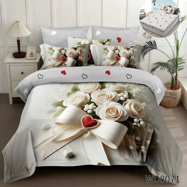 Lenjerie Premium cu efect panoramic 5D, cearșaf cu elastic, Cod: CDC-67