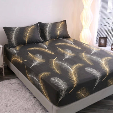 Husă de pat cu elastic din Bumbac Finet + 2 Fețe de Pernă, 160x200, Cod: DRM70
