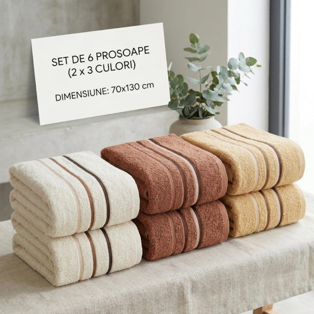 Set Prosoape Premium – 6 bucăți | 70x130 cm, Cod: PPGB6