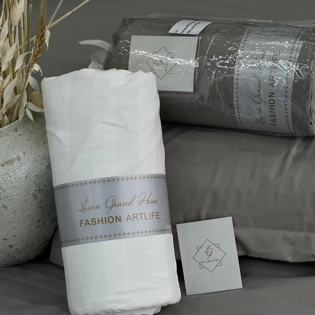 Husa saltea din Damasc 180x200 cm(întinsă 230x250 cm)+ 2 fețe de pernă Cod: H-6 alb