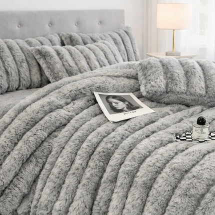 Set de Lux din blană de iepure artificială, 4 piese, Cod: BYS7