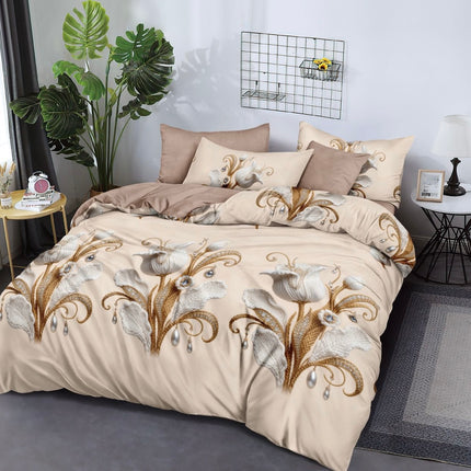 Lenjerie de pat din bumbac fin 6 piese(cearșaf de pat cu elastic) Cod: FNF426