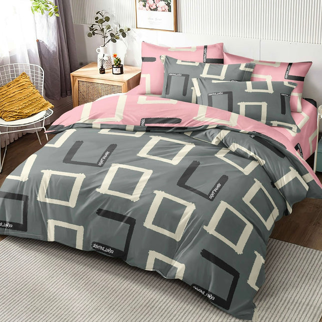 Lenjerie de pat din bumbac fin 6 piese(cearșaf de pat cu elastic) Cod: FNF381