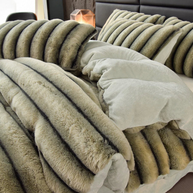 Set de Lux din blană de iepure artificială, 6 piese, Cod: BY22