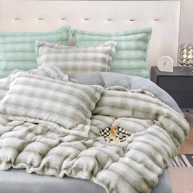 Set de Lux din blană de iepure artificială, 4 piese, Cod: BYK4