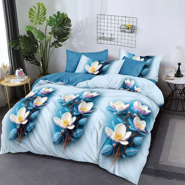 Lenjerie de pat din bumbac fin 6 piese(cearșaf de pat cu elastic) Cod: FNF422