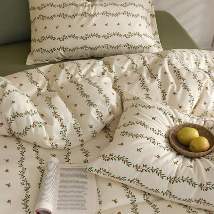 Lenjerie elastică premium din bumbac tricot – Design botanic, 4 piese, Cod: CTN01