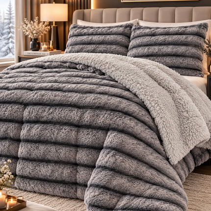 Pilotă premium din blăniță tip iepure, 200 × 230 cm + 2 fețe de pernă, Cod: BPR4