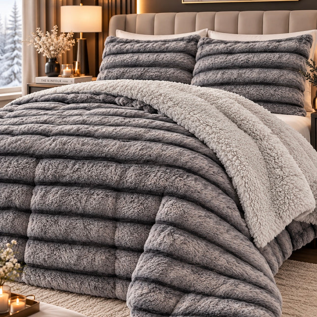 Pilotă premium din blăniță tip iepure, 200 × 230 cm + 2 fețe de pernă, Cod: BPR4