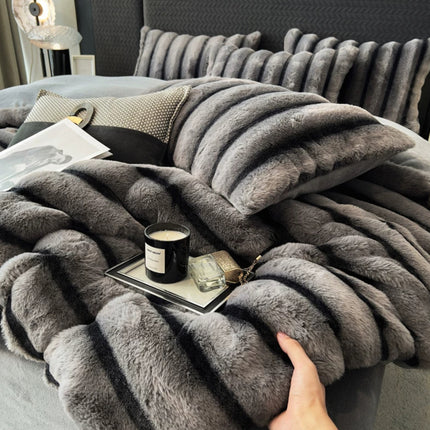 Set de Lux din blană de iepure artificială, 6 piese, Cod: BY20