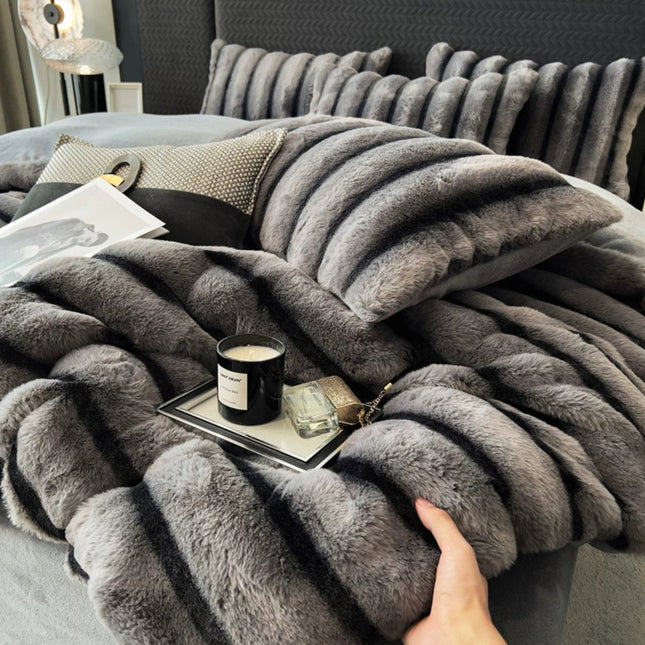 Set de Lux din blană de iepure artificială, 6 piese, Cod: BY20