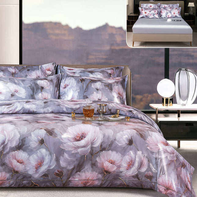 Lenjerie Luxury din Satin, 6 piese, cearșaf cu elastic, Cod: SLXP4