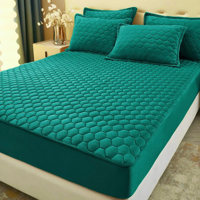 Husă / Topper saltea cu elastic, verde turcoaz, 160x200 cm, Cod: TPP97