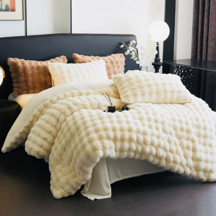 Set de Lux din blană de iepure artificială, 4 piese, Cod: BYE5