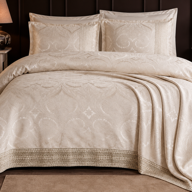 Cuvertură Pat Lux Moda Box – Jacquard Premium, Atike Ivory, 240x260 cm
