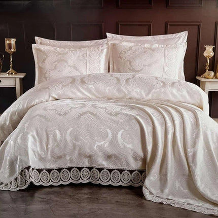 Cuvertură Pat Lux Moda Box – Jacquard Premium, Aybule Ivory, 240x260 cm