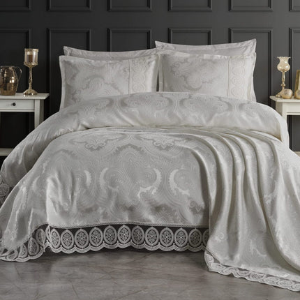 Cuvertură Pat Lux Moda Box – Jacquard Premium, Aybule Grey, 240x260 cm