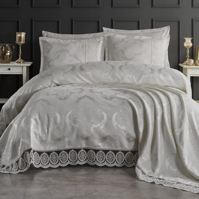 Cuvertură Pat Lux Moda Box – Jacquard Premium, Aybule Grey, 240x260 cm