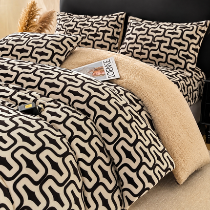 Lenjerie de Pat Cocolino cu Blăniță Sherpa – Set 4 Piese, cod: SHPA26