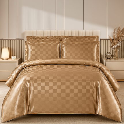 Lenjerie Luxury Satinată, 4 piese, cearșaf cu elastic, Cod: SLX54