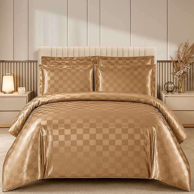 Lenjerie Luxury Satinată, 4 piese, cearșaf cu elastic, Cod: SLX54