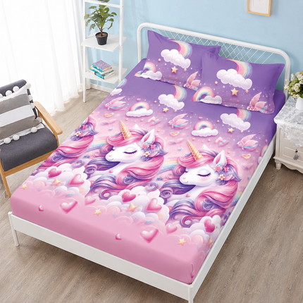 Husă de pat cu elastic din Bumbac Finet + 2 Fețe de Pernă, 140x200, Cod: DRM426