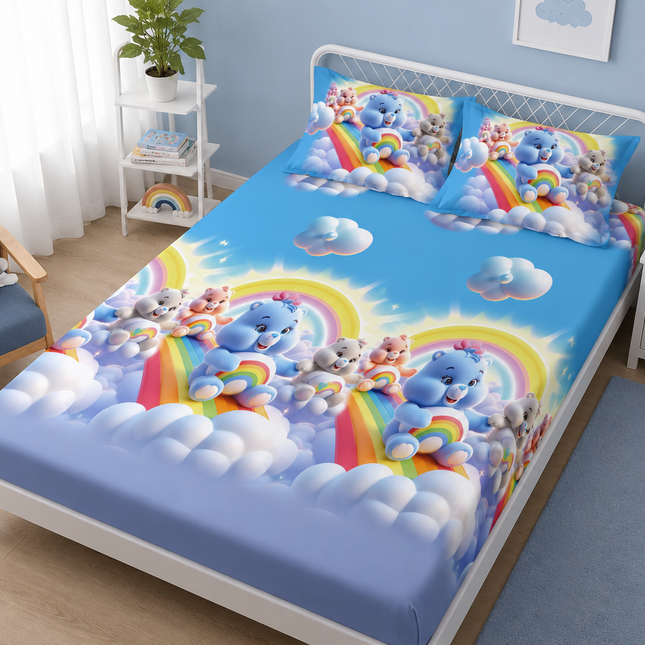 Husă de pat cu elastic din Bumbac Finet + 2 Fețe de Pernă, 140x200, Cod: DRM432