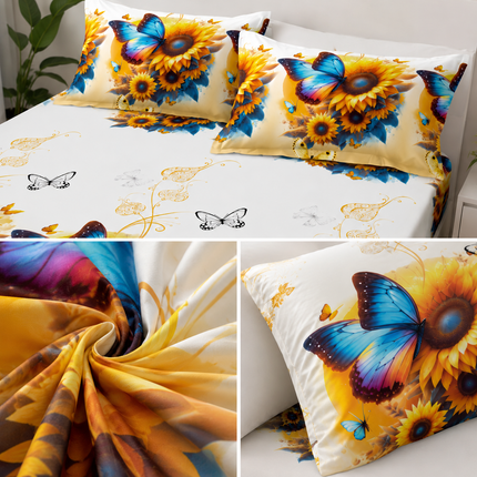 Husă de pat cu elastic din Bumbac Finet + 2 Fețe de Pernă, 140x200, Cod: DRM434