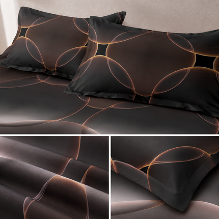 Husă de pat cu elastic din Bumbac Finet + 2 Fețe de Pernă, 140x200, Cod: DRM408