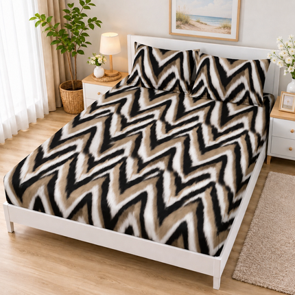 Husă de pat cu elastic din Bumbac Finet + 2 Fețe de Pernă, 140x200, Cod: DRM435