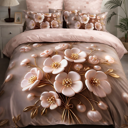 Lenjerie Premium cu efect panoramic 5D, cearșaf cu elastic, Cod: CDC-49