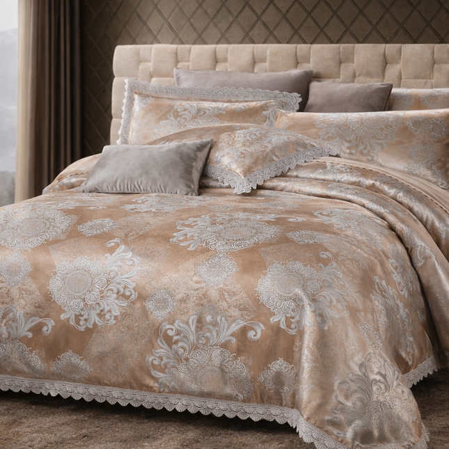 Set lenjerie de Lux jacquard, 6 piese, pat 2 persoane, Cod: JQK110