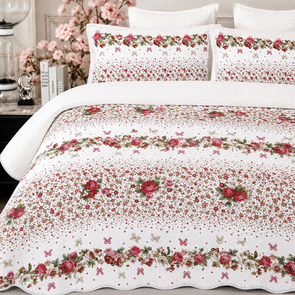 Cuvertură de pat matlasată din bumbac, 5 piese – Eleganță și confort, Cod: CVT9