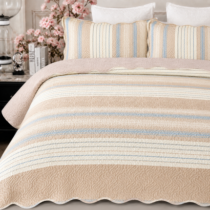 Cuvertură de pat matlasată din bumbac, 5 piese – Eleganță și confort, Cod: CVT10