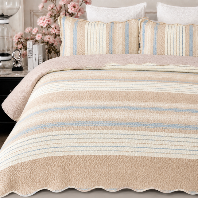 Cuvertură de pat matlasată din bumbac, 5 piese – Eleganță și confort, Cod: CVT10