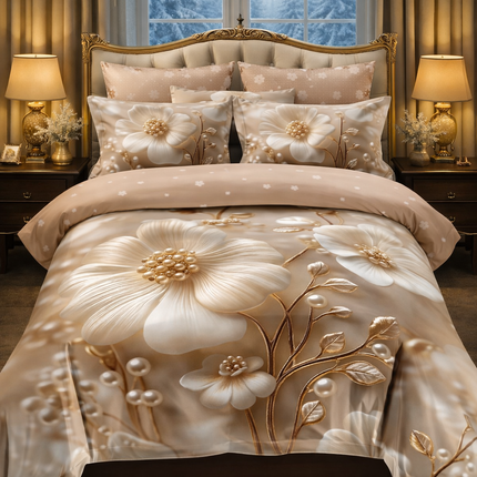 Lenjerie Premium cu efect panoramic 5D, cearșaf cu elastic, Cod: CDC-52