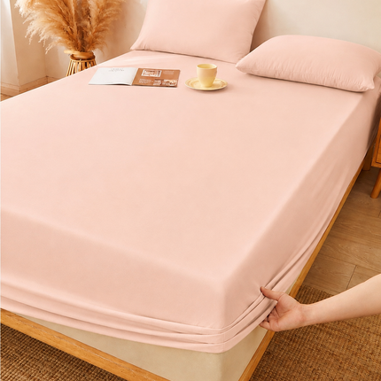 Husă de pat cu elastic din Bumbac Finet + 2 Fețe de Pernă, 180x200, Cod: DRS202