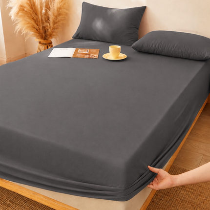 Husă de pat cu elastic din Bumbac Finet + 2 Fețe de Pernă, 180x200, Cod: DRS207