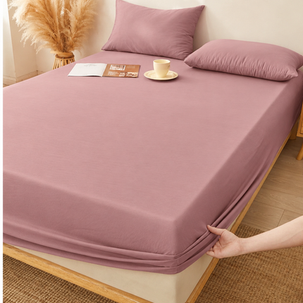 Husă de pat cu elastic din Bumbac Finet + 2 Fețe de Pernă, 180x200, Cod: DRS208