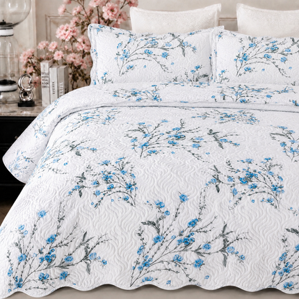 Cuvertură de pat matlasată din bumbac, 5 piese – Eleganță și confort, Cod: CVT15