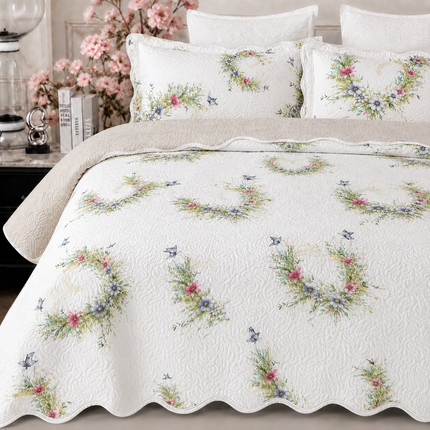 Cuvertură de pat matlasată din bumbac, 5 piese – Eleganță și confort, Cod: CVT16