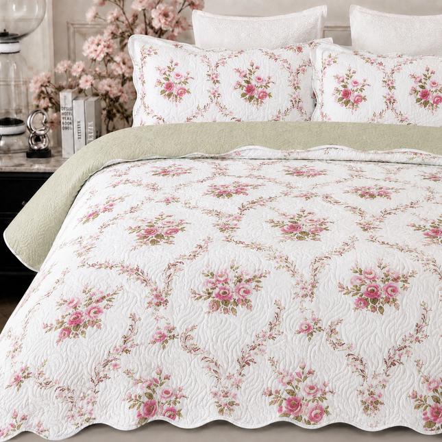 Cuvertură de pat matlasată din bumbac, 5 piese – Eleganță și confort, Cod: CVT18