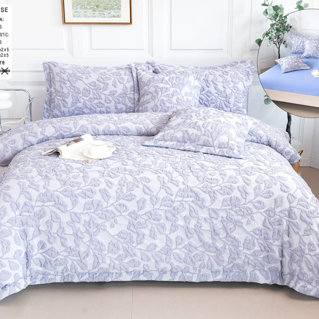 Lenjerie Deluxe Relief, Bumbac+In, grofate, 6 piese, cearșaf cu elastic DRG10