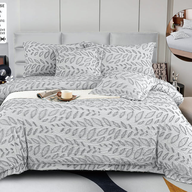 Lenjerie Deluxe Relief, Bumbac+In, grofate, 6 piese, cearșaf cu elastic DRG6