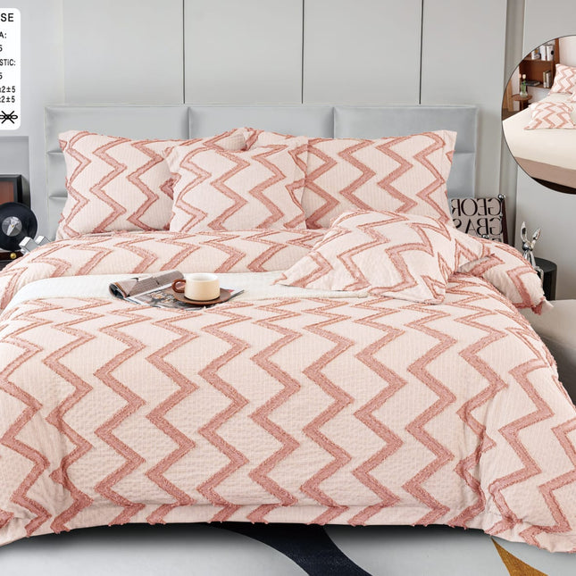 Lenjerie Deluxe Relief, Bumbac+In, grofate, 6 piese, cearșaf cu elastic DRG3
