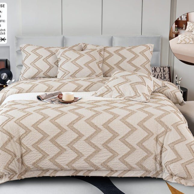 Lenjerie Deluxe Relief, Bumbac+In, grofate, 6 piese, cearșaf cu elastic DRG2